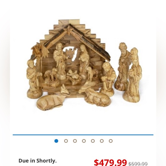 Large Handmade / Handcarved Olive Wood Primitive Nativity Scene - Picture 13 of 14